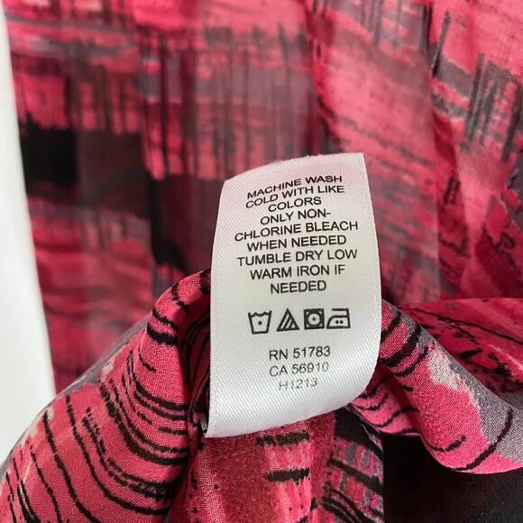 Maurices Large Sleeveless Sheer Tank Top Pink Black Abstract Boho Festival - Picture 5 of 7